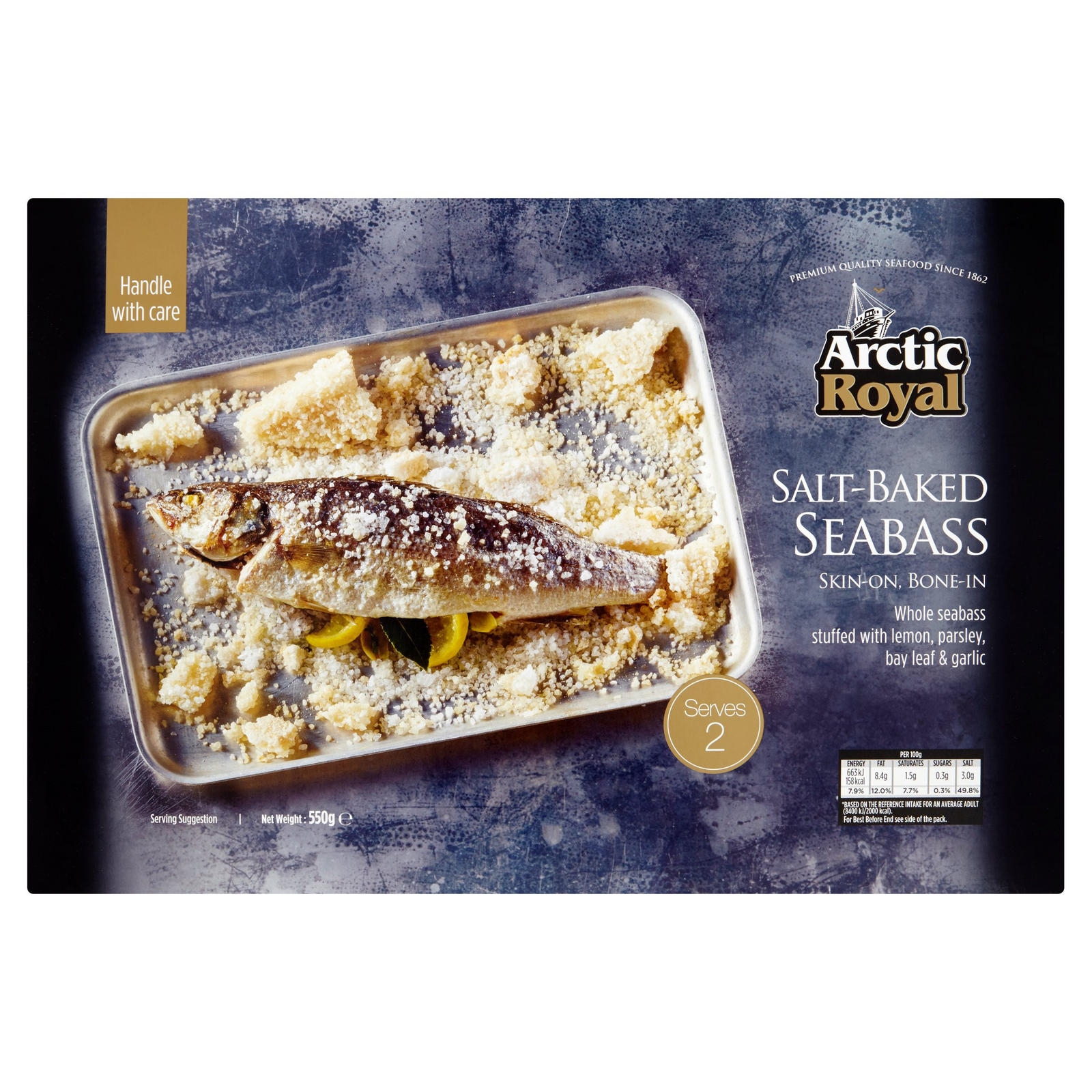 2 Arctic Royal 550g Salt Baked Whole Seabas 69660